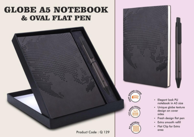 Q129 – Globe Notebook Gift set: A5 Globe Notebook With Pen