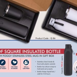 Q86 – Set of Square Insulated bottle with Foggy SS mug