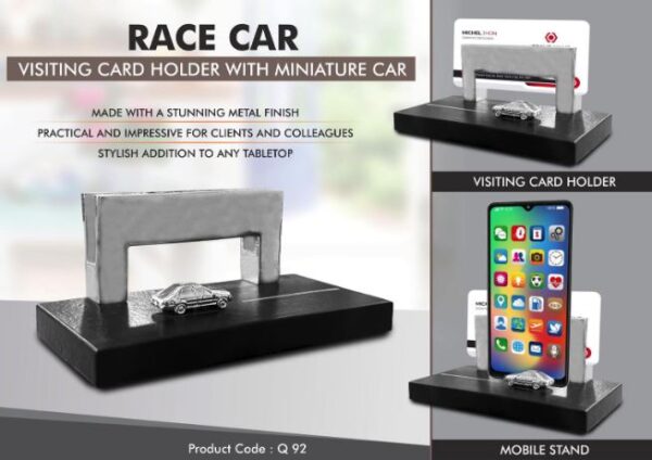 Q92 – Racecar Visiting card holder with miniature car