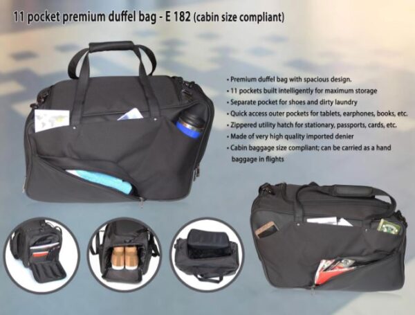 S-E182 – 11pocket premium duffel bag (cabin size)