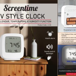 A145 – Screentime: TV style clock with Calendar, Temperature & Humidity function