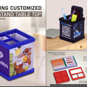 B183 – Folding Customized Pen Stand Table Top | Folds for transport or when not in use | Branding included MOQ 200
