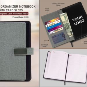 B185 – Premium Organizer notebook with card slots | Magnetic Lock with Metal plate