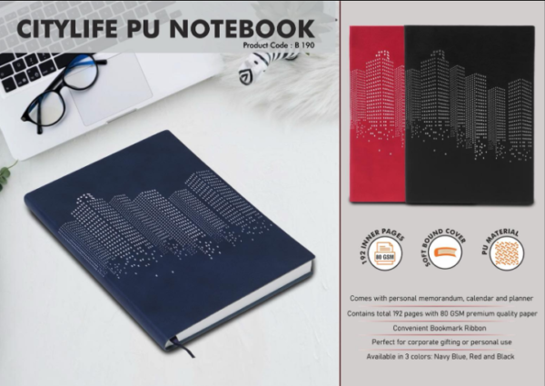 B190 – CityLife PU notebook with Memorandum and Bookmark Ribbon