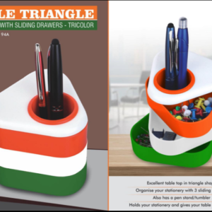 B94a – Table triangle: Pen stand with sliding drawers- Tricolor