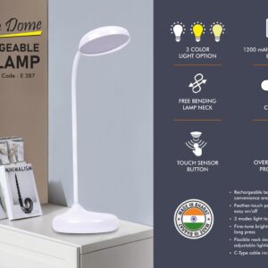 E387 – TapLite Dome : Rechargeable LED lamp | 3 Color light with Brightness adjustment | Type C Charging