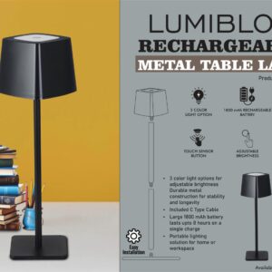 E393 – LumiBloc: Rechargeable Metal Table Lamp | 1800 mAh rechargeable battery