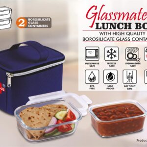 H343 – GlassMate 2 Lunch Box: Lunch box with High quality borosilicate glass Containers | 2 containers