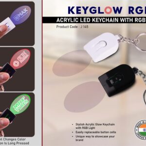 J145 – Keyglow RGB: Acrylic LED Keychain with RGB Light – Oval shape