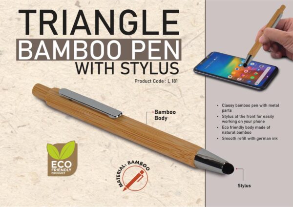 L181 – Triangle Bamboo pen with stylus