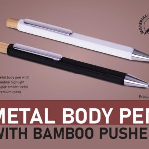 L183 – Metal body pen with Bamboo pusher