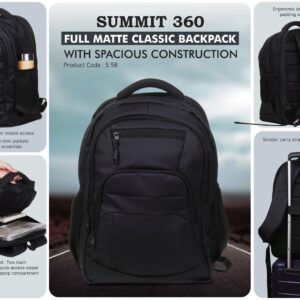 S58 – Summit 360: Full matte Classic backpack with spacious construction | Water resistant fabric