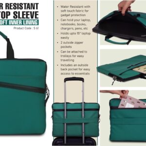S61 – Teal: Water Resistant Laptop Sleeve with Soft inner lining | 3 outside spacious pockets | Soft touch fabric for gadget protection– Min 10 pcs