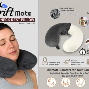 S62 – DriftMate: Travel Neck Rest Pillow – U Shaped with Soft fabric | 3 second bounce back memory foam
