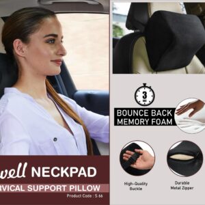 S66 – SitWell NeckPad: Car Cervical Support Cushion Pillow with Soft fabric | 3 second bounce back memory foam