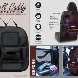 S69 – SitWell Caddy: PU Car Back Seat Organizer with Multiple Storage Pockets, Bottle And Tissue Paper Holder