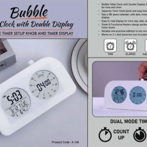 A148 – Bubble Table Clock with Double Display | Separate Timer setup knob and Timer Display