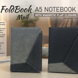 B199 – FoldBook Mail: A5 Notebook with magnetic flap closure | Envelope design | A5 size | With memorandum & Bookmark ribbon