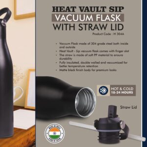 H304a – HeatVault Sip: 900 ml vacuum flask with Straw lid | 304 steel inside & outside | 18 hours hot/cold