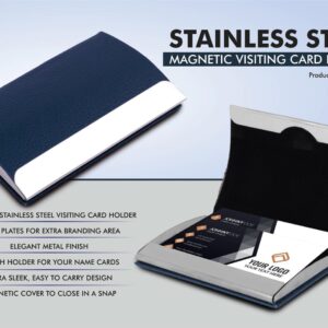 B182 – Stainless Steel Magnetic Visiting Card holder- Blue