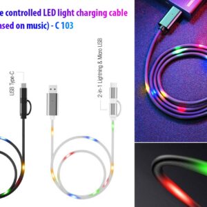 C103 – Voice controlled LED light charging cable (Multicolor) | Light flashes based on music | 1 mtr Length