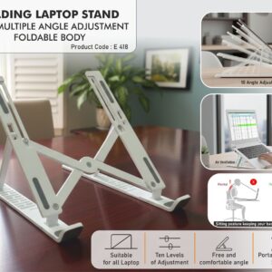 E418 – Folding laptop stand with Multiple Angle adjustment | Foldable body