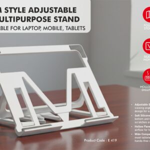 E419 – M Style Multipurpose stand | Angle adjustable | Suitable for laptop, mobile, tablets | Foldable body
