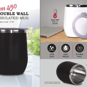 H331 – Plum 450: Double wall Insulated Mug | Keeps hot for 4-5 hours | Capacity 450ml Approx