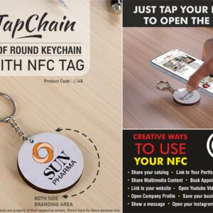 J148 – TapChain Round: Customized MDF Keychain with NFC Tag | Link to your Catalog, Website, Video, etc | Double side branding
