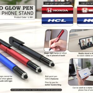 L189 – Logo glow pen with phone stand