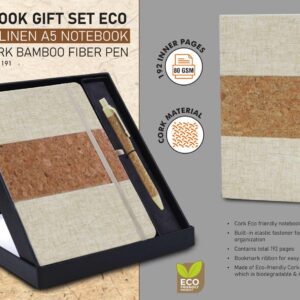 Q191 – Notebook Gift set Eco: Cork & Linen A5 Notebook With Cork Bamboo Fiber Pen