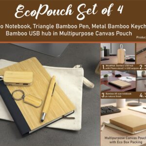 Q223 – EcoPouch Set of 4: Bamboo Essentials Kit in Multipurpose Canvas Pouch
