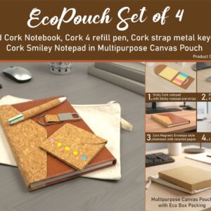 Q224 – EcoPouch Set of 4: Cork Classic Kit in Multipurpose Canvas Pouch