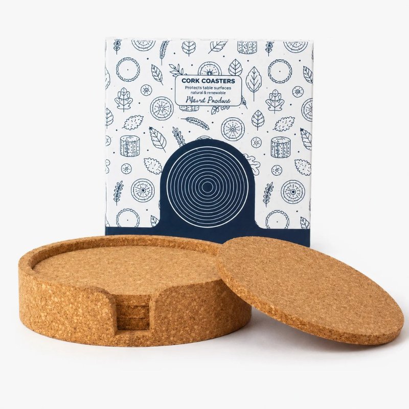 4 Cork Coasters With Cork Holder (Min. Order: 10 pcs)