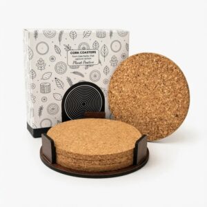 4 Cork Coasters With MDF Holder (Min. Order: 10 pcs)