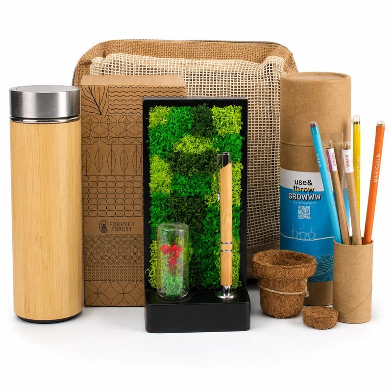 Bamboo Bottle Forest Jute Pouch (Min. Order: 10 pcs)