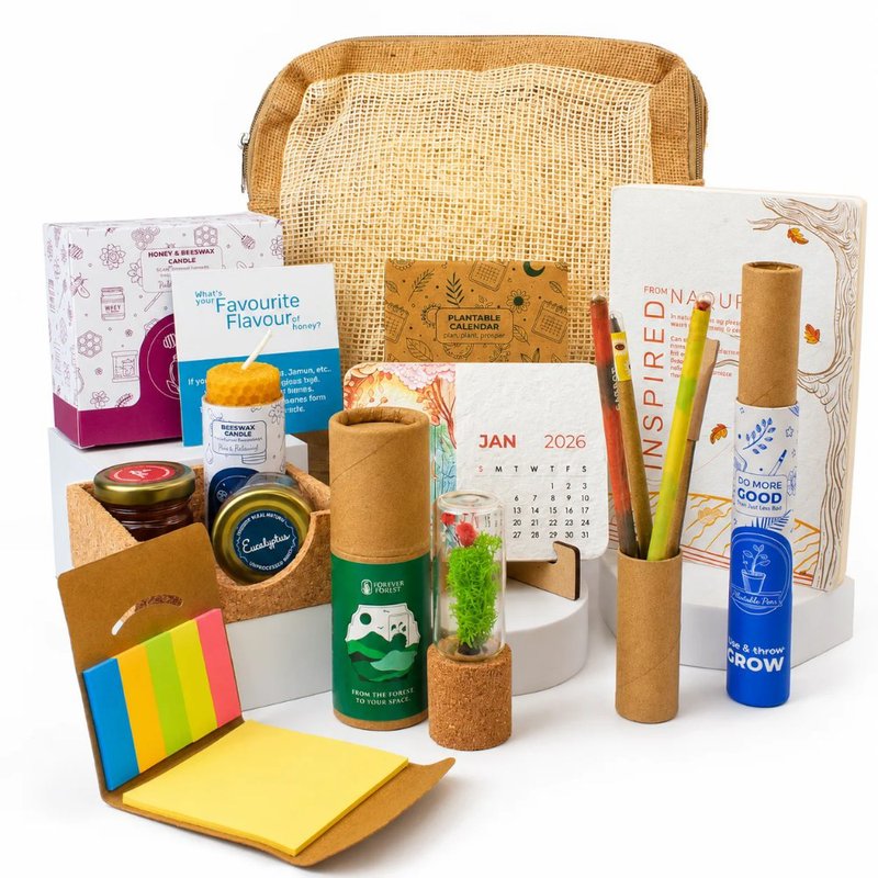 Festive Forest Jute Box Bag (Min. Order: 10 pcs)