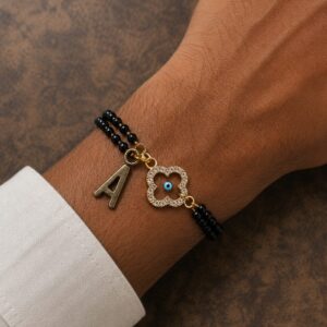Mangalsutra Bracelet Rakhi with Charm, Add Alphabet