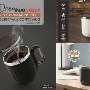 H397 – DuraMug Scout: Mid Size Stainless Steel Double wall Coffee mug | Leak Proof | Capacity 250ml approx– Min 10 pcs