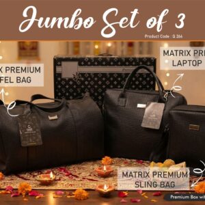 Q266 – Jumbo Set of 3: Matrix Premium Duffel Bag, Matrix Premium Laptop Bag, Matrix Premium Sling Bag in Gift Box– Min 10 pcs